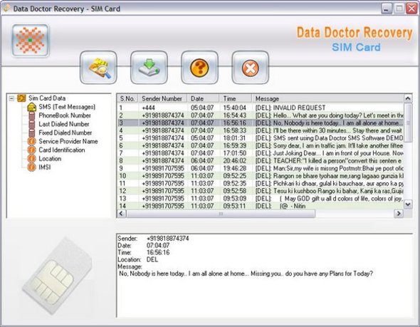 sim card reader deleted text messages