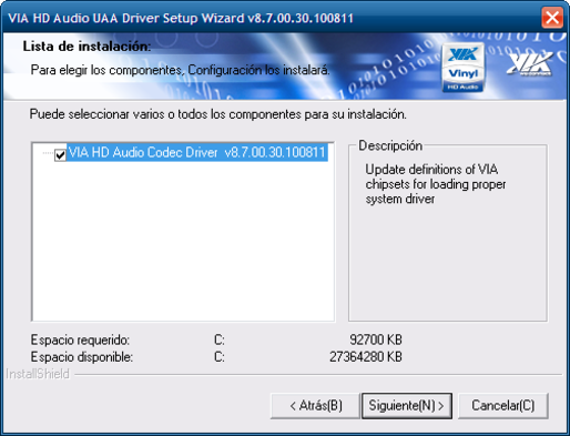 via hd audio uaa driver setup wizard windows 7