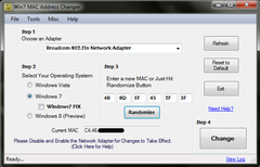 Imagen Win 7 MAC Address Changer 1.8