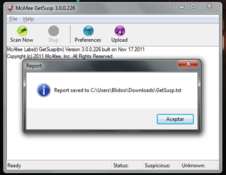 Imagen McAfee GetSusp 3.0.0.226