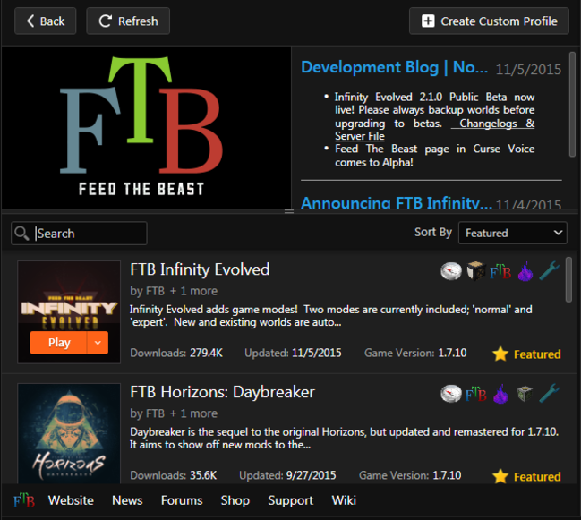 Feed the beast minecraft mods launcher tmjmk