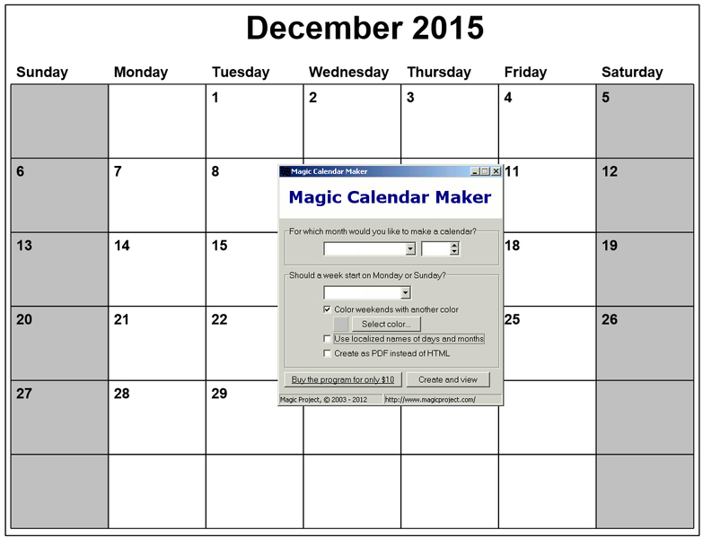 Magic Calendar Maker Descargar