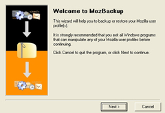 Imagen Mozilla Backup 1.4.9